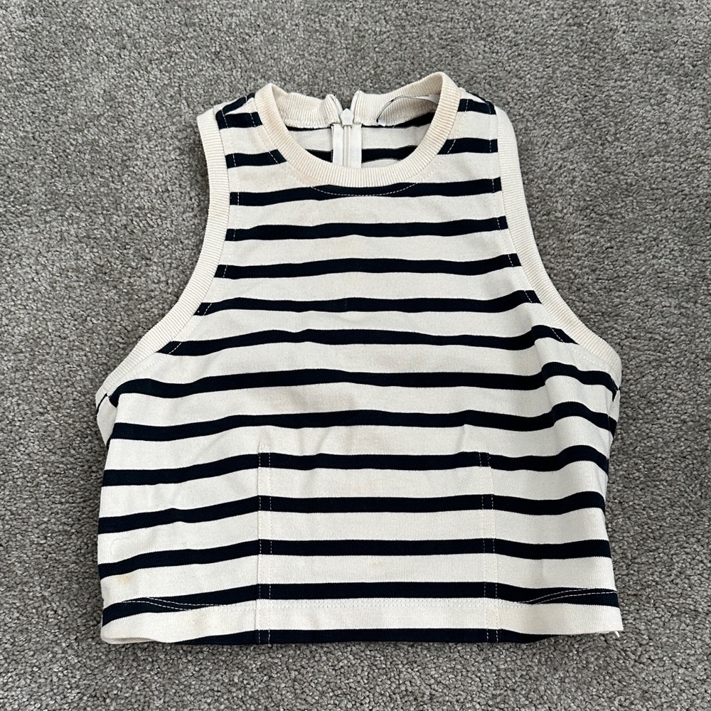 Alexander Wang Black and Cream Striped Tank Top
